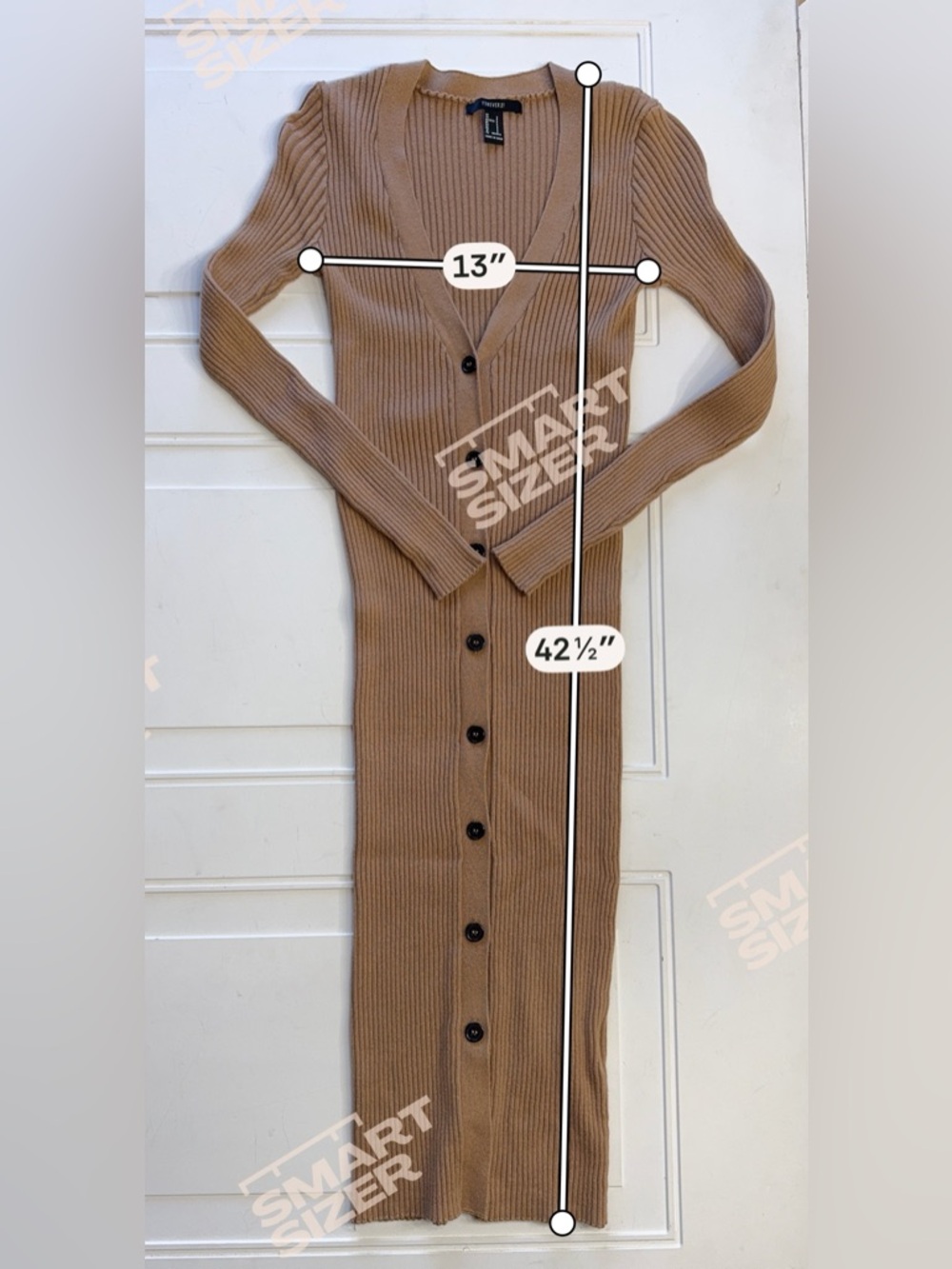 Forever 21 Women’s Sz S Brown Ribbed Super Stretchy Button Up Maxi Dress - Picture 5 of 7